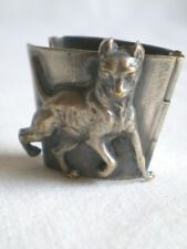 ANCIENNE PINCE À FOULARD CHIEN EN MÉTAL ARGENTÉ