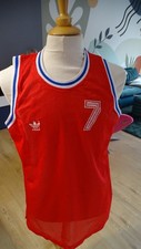 MAILLOT BASKETBALL ADIDAS FRANCE N°7 T.L VINTAGE FIN ANNEES 80 DACOURY