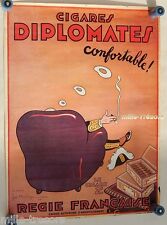 Réédition 80' Affiche Cigares DIPLOMATES confortable REGIE FRANCAISE Joë BRIDGE
