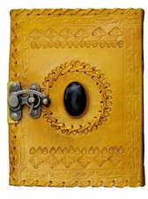 Journal intime en cuir jaune