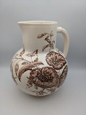 pichet broc terre de fer Begonia ( Beconia ? ) marron fleurs plantes papillon