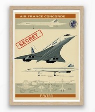 Affiche Vintage Concorde Air France ✈️📜 SECRET Supersonic Legend 🛩️ 30x40 cm