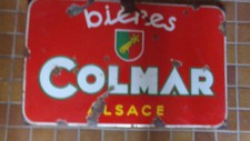 ANCIENNE PLAQUE EMAILLEE BIERE BRASSERIE COLMAR   ALSACE