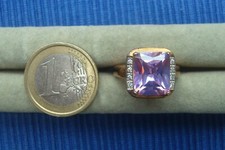 B26C Neuf Belle Bague Plaqué Or Amethyste Verre taillé Strass Diamant Lot Bijou 