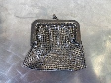 ANCIEN PORTE MONNAIE EN MAILLE METAL ARGENTE ART DECO DE SAC A MAIN 1920