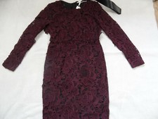 MISS SIXTY superbe robe en dentelle avec ceinture prune taille L NEUVE NB819