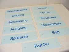 Ancien Panneau En Verre, Panneau De Porte 'Salle De Lavage' En Verre 25x8cm