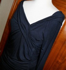 Robe drapée décolleté bateau bleu marine/nuit 36/38 cocktail/cérémonie/mariage