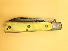 Ancien couteau Garonnais par LE SABOT FONTENILLE, corne blonde, rivets rosettes