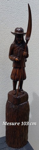Grande sculpture bois signée - sculpture,