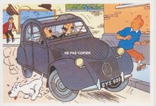 CITROEN 2CV - 2 CV - TINTIN  ET MILOU - CARTE POSTALE 10 X 15 CM