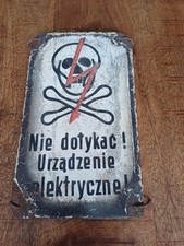 ANCIENNE PLAQUE EMAILLEE TETE DE MORT  DANGER Électrique Vintage 
