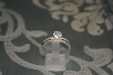 Victoria, bagues Kaylee, T63, alliance + solitaire argent rhodié et CZ neuves