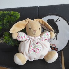 Doudou Kaloo Lapin Peluche Liberty rose vert Marron fleurs Boule #geektradedoudo