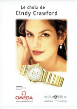Publicité Advertising 107  2000   montre Omega  constellation or Cindy Crawford