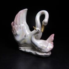 N25.50 Capodimonte N Italie statue vase soliflore cygne céramique porcelaine