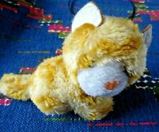 FB3/ DOUDOU  PELUCHE AJENA CHAT ROUX BEIGE BLANC QUI MIAULE  13 CM TTBE