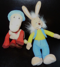 34. Doudou peluche JEMINI le manège enchanté Lapin vache BLEU FLAPPY AZALEE TTBE