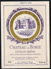 Etiquette de vin de la Cote du Rhone(1990)-Chateau la Borie-R.581