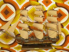 Vintage Ancienne MAQUETTE 3 MÂTS FREGATE 72cm en BOIS Fragata Siglo XVIII Bateau