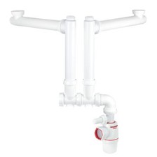 30723728 Siphon déporté Néo air D40 pour évier 2 bacs blanc