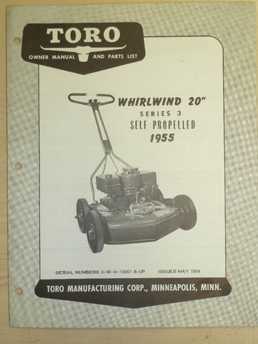 1954 toro mower operating - mower,
