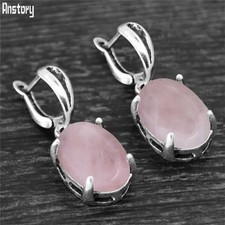 Vintage Quartz Naturel Jades Améthystes Griffe Pendentif Boucles D'Oreilles Anti