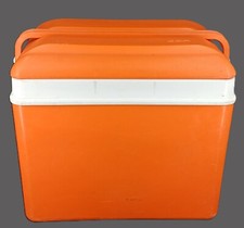 Glacière vintage orange plastique années 1970 Prisunic EDA