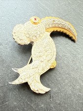 Ancienne Broche En metal argenter Art Déco Nouveau créateur oiseau 