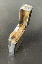 S.T. Dupont Briquet Petit Modèle (1970) En Argent Avec Étui En Cuir Et Siglé MS