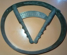 ANCIEN COMPAS DE CHAPELIER EN BOIS ET LAITON MESURE DE Ø DE CHAPEAU DU 50 AU 62