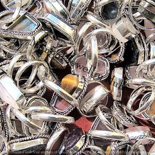 Lot de bijoux en argent sterling 925, bagues en labradorite et pierres précie...