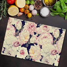 Protection en Verre pour les Plaques à Induction 80x52 Roses blanches vintage