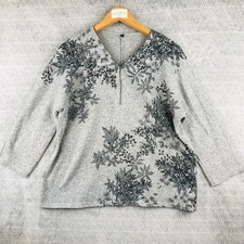 Pull Femme L Gris Noir Floral