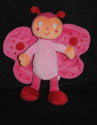 Doudou papillon rouge rose - rouge,