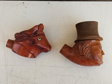 Paire De Pipe Tête Taureau