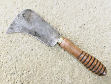 ANCIEN COUTEAU A CUIR 23,8CM - A J PARIS - OUTIL DE CORDONNIER BOURRELIER -