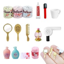15 Pièces Articles de Toilette pour Maison de Poupée Objet Miniature Maison d...