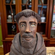 Saint François d'Assise- Sculpture dévotionnelle en bois sculpté et polychrome -