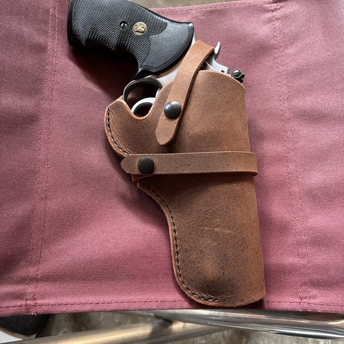 Brown leather belt - brown, holster