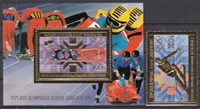OO22459/ GUINEA – OLYMPICS – MI # 971A + BLOCK 78A – GOLD STAMPS