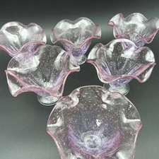 VERRERIE DE BIOT - 6 COUPES À GLACE OU FRUITS EN VERRE BULLÉ