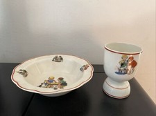 Set Petit Dejeuner Enfant Bol Et Coquetier Limoges Porcelaine Decor Enfantin 