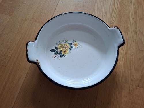 Plat vintage émail fleur - émail,