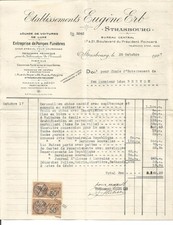 Strasbourg (67) Facture 1927. Eugène Erb; Pompes funèbres.