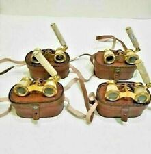 Lot de quatre anciennes lunettes espion jumelles en laiton nacre avec boîte e...