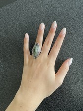 Bague Argent  Art Déco  Vintage Française 1960-1970 Pierre Semi Précieuse T 51