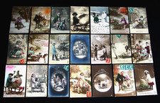 ENFANT 1910 LUGE NEIGE HIVER