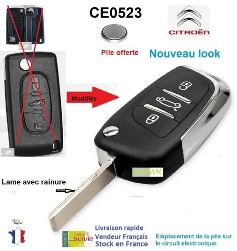 Coque clé plip modifiee 3bt - clé,