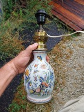LAMPE A PETROLE FAIENCE VIEUX ROUEN XIXeS NO COPY AUTHENTIQUE D EPOQUE ELECTRIFI